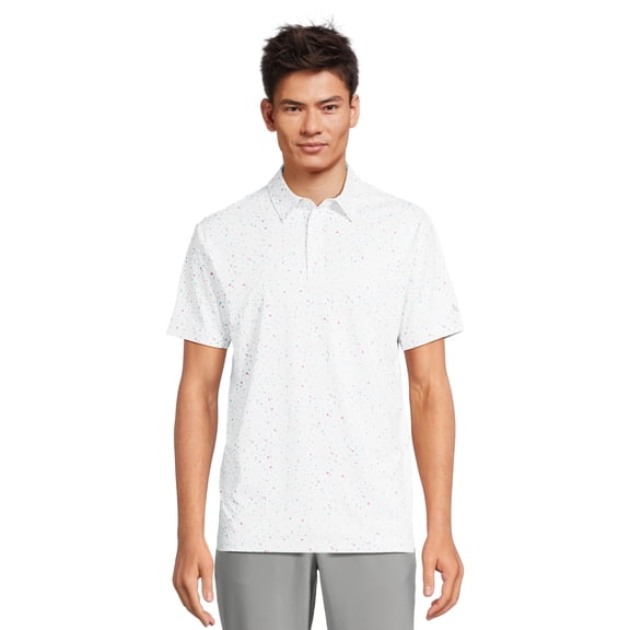 Birdie Bound Men's and Big Men's Speckle and Mini Print Golf Polo Shirt, Sizes S-3XL