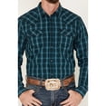 thumbnail image 3 of Moonshine Spirit Men's Bayou Plaid Print Long Sleeve Western Snap Shirt Teal Medium, 3 of 4