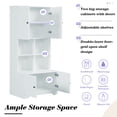 thumbnail image 4 of Tall and Wide Bathroom Floor Storage Cabinet - Freestanding Unit with 4 Doors, Adjustable Shelves, and Open Multi-Layer Shelves, White, 4 of 6