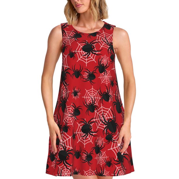 Disketp A Web With A Spider 1 para Vestido sin Mangas para Mujeres, Vestidos de Verano para Mujeres, Casual y Holgado para la Playa