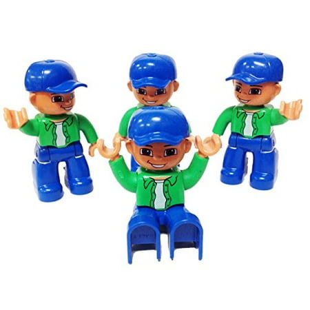 - Lego Parts: Duplo Figure - Lego Ville Male with Blue Cap (Pack of 4)