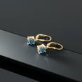 thumbnail image 4 of Gem Stone King 18K Yellow Gold Plated Silver Persian Blue Moissanite Dangle Earrings for Women (2.00 Cttw, Gemstone Birthstone, Cushion 6MM), 4 of 4