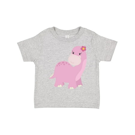 

Inktastic Cute Pink Dinosaur with Flower Gift Toddler Toddler Girl T-Shirt