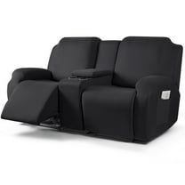 KINCAM Recliner Loveseat Covers Stretch 4-Pieces Reclining Couch Covers with Cup Holder, Furniture Sofa Cover, Black