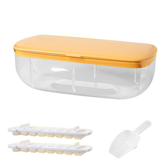 Molde de caja de bandeja cuadrada de hielo de doble capa con pala (amarillo) Afortunado Sencillez