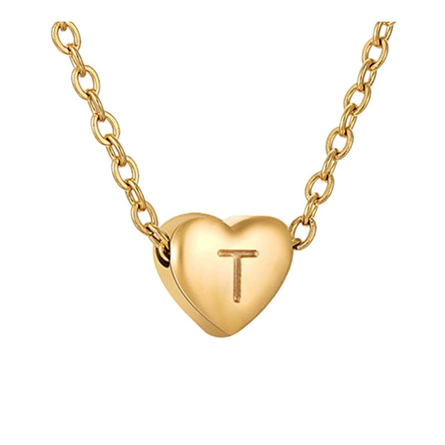 SIfdSeng 26 Collier Alphabet en Forme de Cœur Initiale pour Femmes Colliers en Acier Inoxydable pour Femmes A Z 26 Alphabet Initiale Colliers en Or pour Femmes Filles