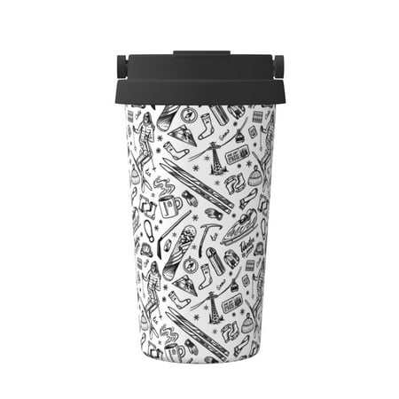 

Junzan winter Ski Element for Stainless Steel Vacuum Insulated Tumbler - Reusable Insulated Cold Brew Iced Coffee Cup Thermos -Gifts for Women Men Him Her