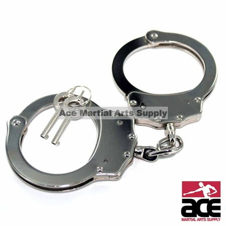 Lock Handcuffs - Professional Handcuffs Silver Steel Police Duty Double Lock w/Keys NEW