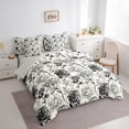 thumbnail image 3 of Homewish Retro Rustic Floral 7 Pieces Bedding Comforter Set,Country Floral Full Bedding Set,Black Beige Gray Fitted Sheet Flat Sheet For Girls,Ultra Soft Home Decor Reversible, 3 of 8