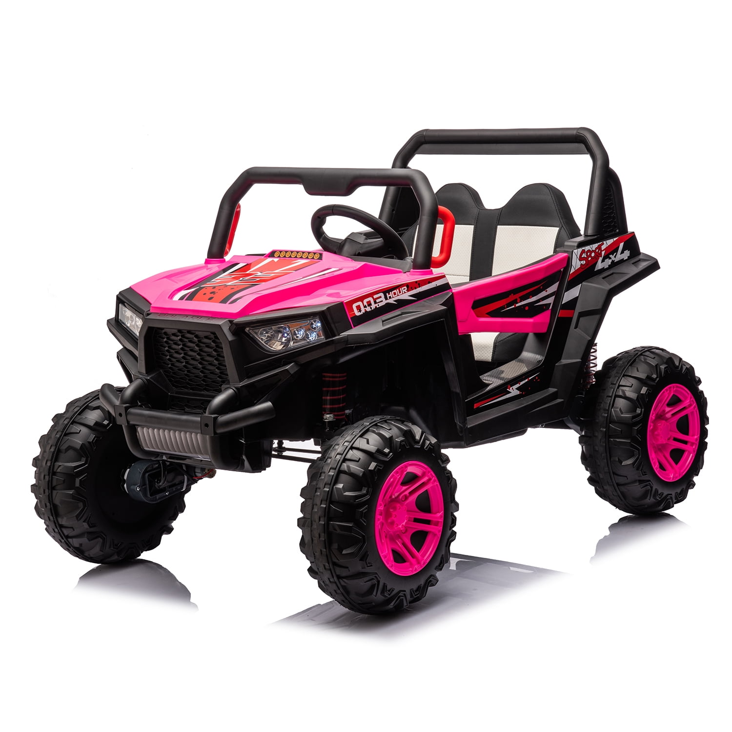 CIPACHO 12V Powered Ride Ons for Kids, Drive Electric Buggy Car with 2.4G R/C, Seat Belt Four Wheel Absorber, Pink