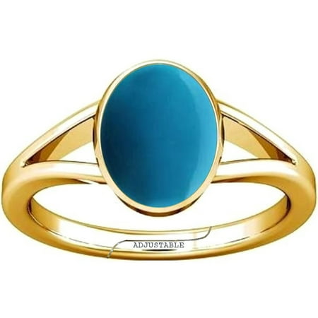 Divya Shakti 8.25-8.50 Carat Turquoise Feroza Gemstone Panchdhatu Adjustable Ring for Mens & Womens