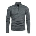 thumbnail image 2 of Ovticza Men's Quarter-Zip Pullover Polar Fleece Sweatshirt Stand Collar Long Sleeve Shirt for Men Thermal Winter Fall Dark Gray XL, 2 of 5