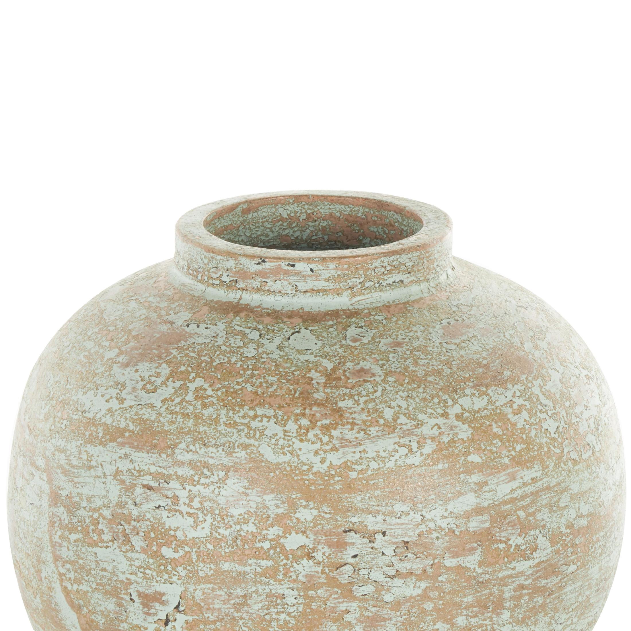 DecMode 12" Antique Style Textured Patina Brown Ceramic Vase