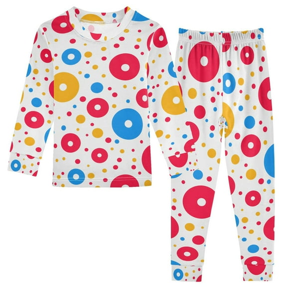 joogoo Circle Polka Dots 2 Piece Long Sleeve Tee and Pants Cotton Pajama Set 5Y