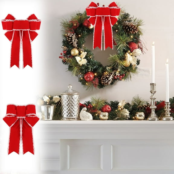 OEFNTAC Decorations Christmas Decorations Tree Cane Bow Hanging Ornament Festive Scene Decor Polyester Tabletop Holiday Party 11.02x7.09in