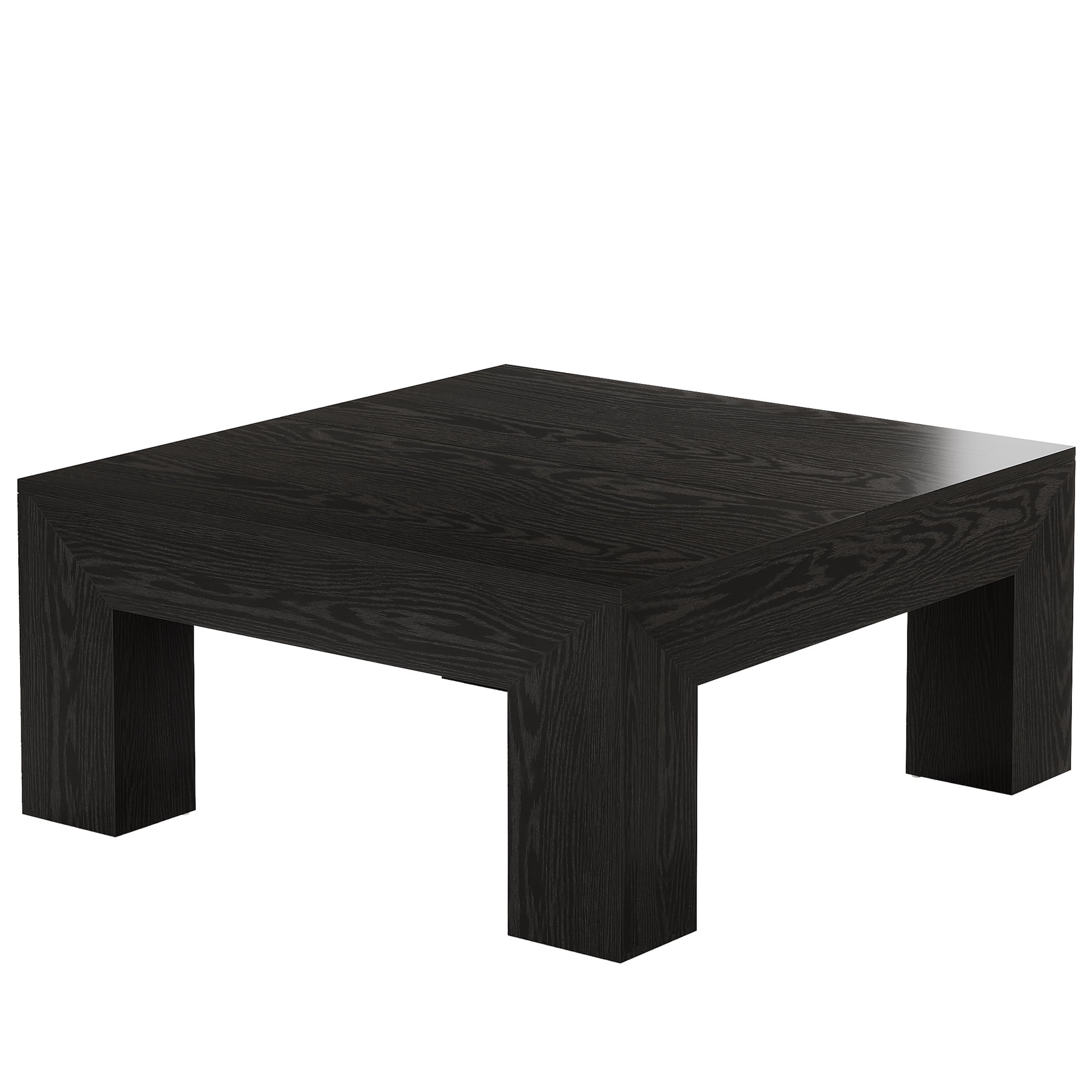 Fnova 39.4" Square Coffee Table, Farmhouse Wood Accent Center Cocktail Table with Sturdy Wooden Legs for Living Room, Easy Assembly