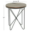 thumbnail image 3 of DecMode 19" x 22" Gray Metal Accent Table with Brown Wood Top, 1-Piece, 3 of 8