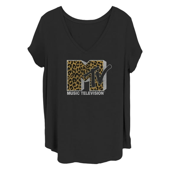 Women's MTV Music Television Cheeta Print Logo Graphic T-Shirt
