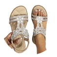 thumbnail image 3 of WILLBEST Sandalias De Plataforma Con Tiras Cruzadas Y Diamantes De Imitación Para Mujer, Sandalias Con Correa Elástica En El Tobillo, Zapatos Casuales De Playa Bohemios 1312, 3 of 5
