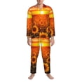 thumbnail image 3 of Naloa Sunset Golden Sunflower Field Men’s Pajamas Set - Long Sleeve Button Down Sleep Shirt and Pajama Bottoms Sleepwear Set-Small, 3 of 7