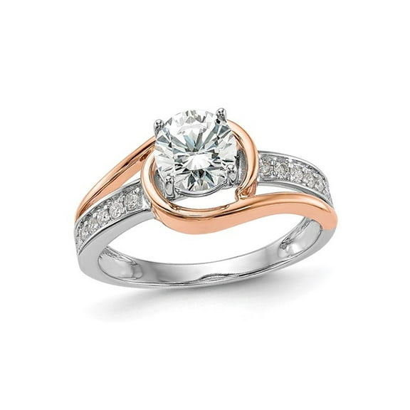 1.17 Carat (Ctw VS2-VS1, D-E-F) IGI Certified Lab-Grown Diamond By-Pass Engagement Ring 14K White and Rose Gold for Women