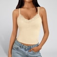 thumbnail image 2 of MDUKONU Women Lace Camisole Tank Top, V Neck Slim Fit, Soft Stretch Layering Tops, Casual Basic Tanks Undershirt, Yoga Cami Shirts Size: XS Beige, 2 of 4