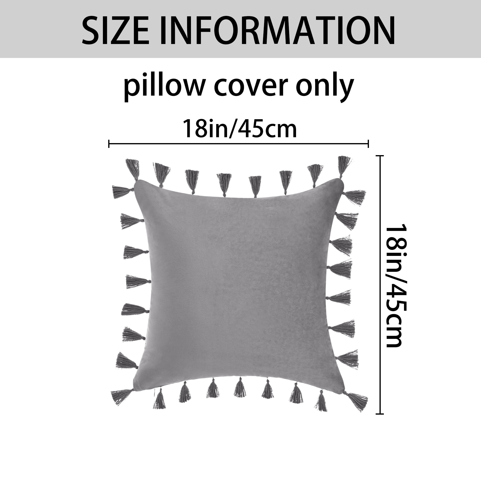Unique Bargains Velvet Soft Throw Pillow Covers Pack of 2 Grey 18" x 18"