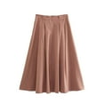thumbnail image 3 of Vedolay Women's Skirts for Women High Waist Flare A-line Long Skirt,Brown M, 3 of 5