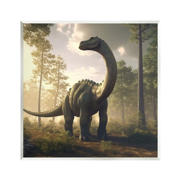Stupell Industries Detailed Dinosaur Landscape Animals & Insects Painting Unframed Art Print Wall Art, 12 x 12