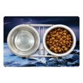 thumbnail image 1 of Nature Pet Mat for Food and Water, Summer Storm Beginning with and Beams over the Rocky Coast Waves Mystic Image, Non-Slip Rubber Mat for Dogs and Cats, 18" X 12", by Ambesonne, 1 of 1