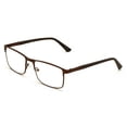 thumbnail image 2 of Men Premium Optical Frame Wide Large Head Reading Glasses Rectangular Metal - Clear Lens Reader DRM02 144MM +2.50, 2 of 5