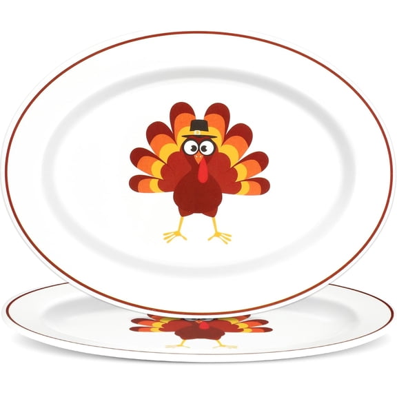 Reusable Thanksgiving Serving Platter Melamine Plate Turkey Oval Platter Melamine Serving Plates Dinnerware for Indoor Outdoor Party Restaurant