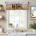 thumbnail image 2 of Western Cowboy Horse Valance Curtain Vintage Grasslands Scenery Ethnic Window Valances Rod Pocket Short Curtains Window Treatments for Kitchen Bedroom Bathroom Laundry 60" x 14", 2 of 9