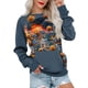thumbnail image 1 of Sudadera de manga larga para mujer, informal, con cuello redondo, bonita, con estampado de Halloween, sudadera ligera con bolsillo, 1 of 6
