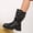 Black, variant on Pennysue Women's Mid-Calf Motorcycle Biker Boots Round Toe Faux Leather Double Buckle Platform Casual Boots Fashion Festival Boots