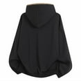 thumbnail image 3 of XIAOCHA Womens Hoodies Loose Fit Long Sleeve Scalloped Trim Hooded Sweatshirt Solid Color Oversized Kangaroo Pocket Streetwear Top Black, 3 of 3