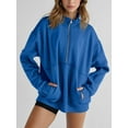 thumbnail image 5 of Women's Half Zip Sweatshirts Fleece Stand Collar Long Sleeve Thumb Hole Oversized Pullovers with Pockets, 5 of 5