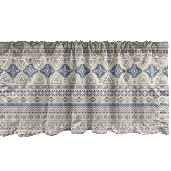 Ambesonne Ethnic Window Valance, Ornate Motif, 54" X 12", Eggshell and Blue
