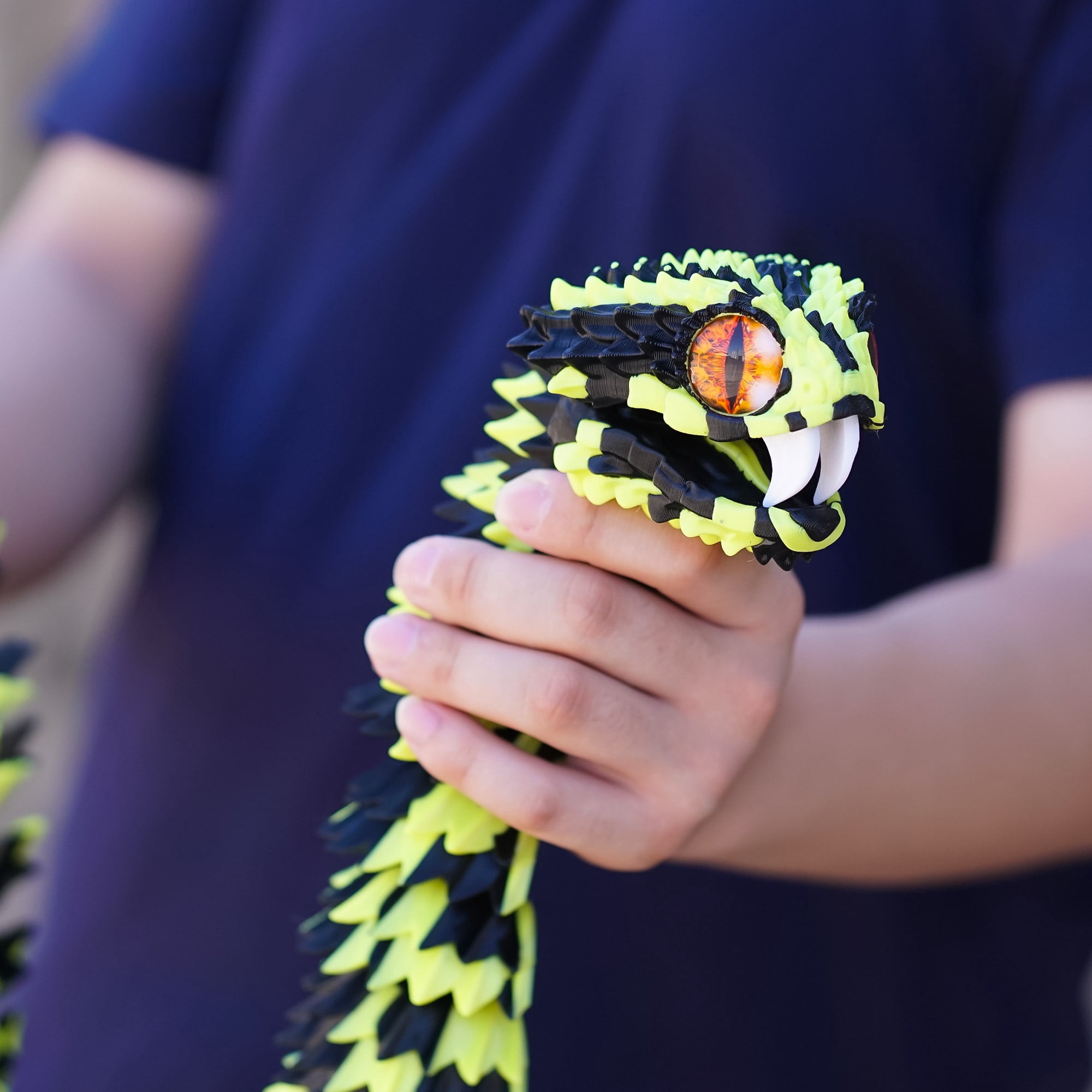 47.5inch 3D Printed snake,Flexible Joint Animal lacertid Figurines,Realistic Eyes, Home Office Decor,Fidget Toy for Adults Teens Boy Festival Gifts