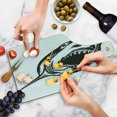 thumbnail image 4 of Shark Cutting Board, Digital Sketch of Wild Fish with Open Mouth Power King of the Ocean Illustration, Tempered Glass Cutting and Serving Board, Wine Bottle Shape, Dark Grey White, by Ambesonne, 4 of 5