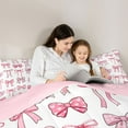 thumbnail image 5 of jejeloiu Cute Kawaii Bow Full Size Comforter Sets,Girls Cute Bowtie Bedding Sets For Girls Women Reversible 3pcs, 5 of 8