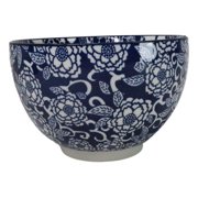 Blue Botanica Floral Blossoms 20Oz Donburi Ramen Soup Bowl With Chopsticks Set