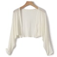 thumbnail image 2 of AGWOLF Women's Short Cardigan Bolero Shrug Sheer Tie Front Top Sun Protection Long Sleeve Jacket for Dress White Free Size, 2 of 6