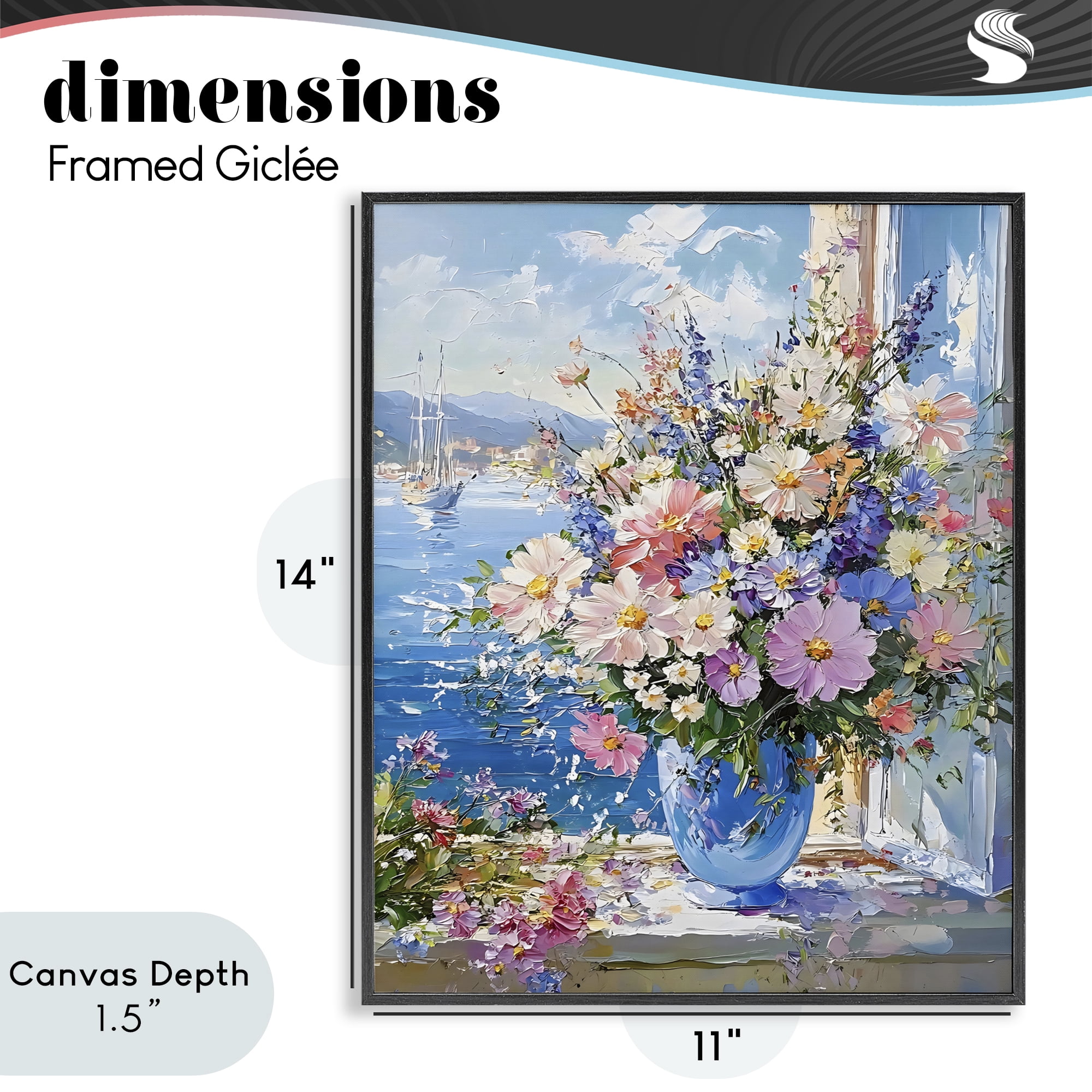 Stupell Industries Beautiful Bouquet on Ledge Black Framed Giclee Art, design by Creative Studio