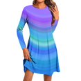 thumbnail image 2 of Jjayotai Women's Long Sleeve Casual Swing Simple T-Shirt Loose Dress, Colorblock Swing Dresses Plus Size Multicolor-17 L, 2 of 5