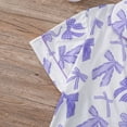 thumbnail image 5 of Pajamas for Women Set 2 Pieces Short Sleeves Bow Print Lapel Pjs Tops & Shorts Cozy Button Up Short Sleeves Sleepwear Tops & Short Set (Purple-Bow1 S), 5 of 7