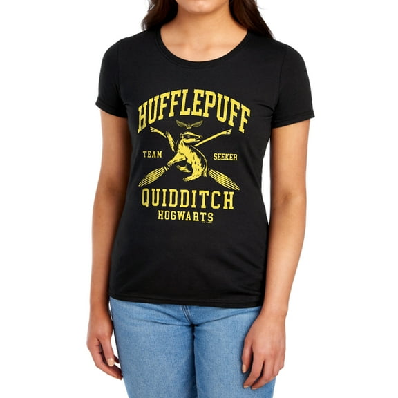 Harry Potter Hufflepuff Quidditch Arch Women's T Shirt, Black, Medium