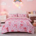 thumbnail image 2 of Btargot 5 Piece kids Comforter Set for Girl Stripe Bows Love Pink Bedding Set Bed-in-a-Bag, 2 of 8