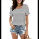 thumbnail image 3 of Tops para Mujer, Camisetas Informales de Verano con Cuello Cuadrado y Mangas con Volantes Rayas Blancas M, 3 of 8