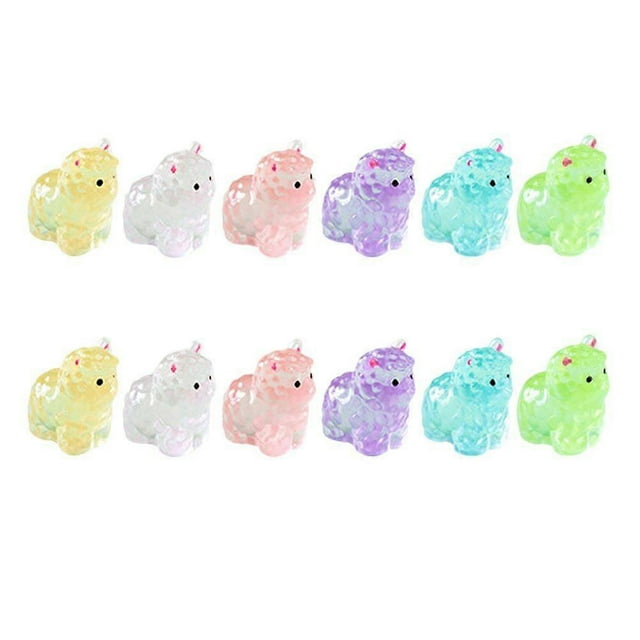 12PCS Miniature Alpaca Mini Resin Glow Alpaca Figurines Luminous Tiny Animal Ornaments Micro Landscape Garden and Home Decor